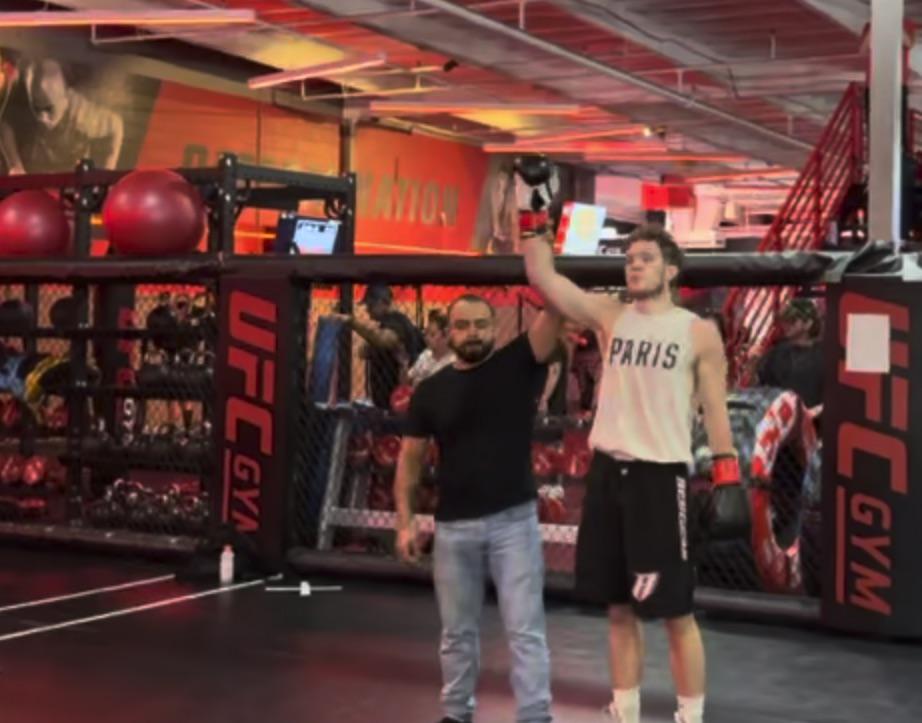 Jack at UFC Gym after his first amateur boxing match